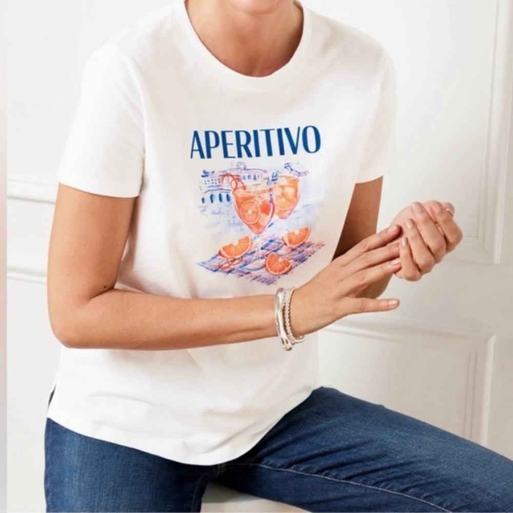 Women's Talbot's Crewneck Tee Summer Italy  Graphic T Shirt Size MP